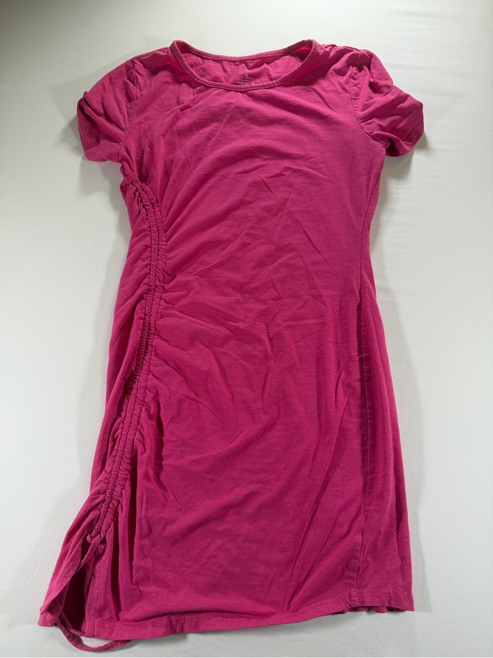 Girls' Pink Ruched Side T-Shirt Dress